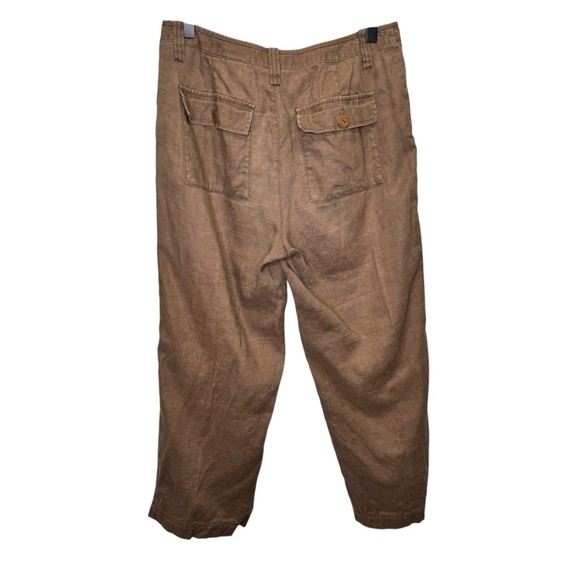 Eddie Bauer Tan Cropped Linen Pants Size 8 100% Linen - Picture 2 of 13